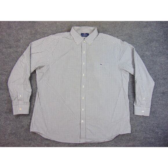 Vineyard Vines Shirt Mens 2XL Slim Fit‎ Tucker Green White Gingham Check - Picture 2 of 8